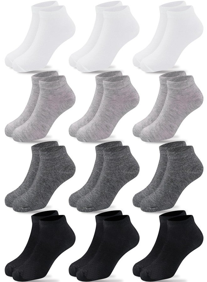Duufin 12 Pairs Toddler Athletic Ankle Socks Toddlers Athletic Low Cut Socks Half Cushion Sock for Toddler Boys Girls, 2-4T - Image 1